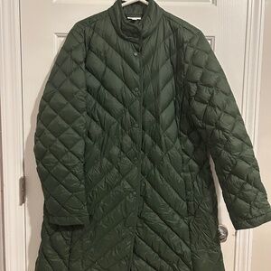 J. Jill Down Quilted Puffer Jacket Green Size L
